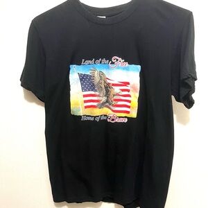 Black T-Shirt with American Flag and Eagle Design